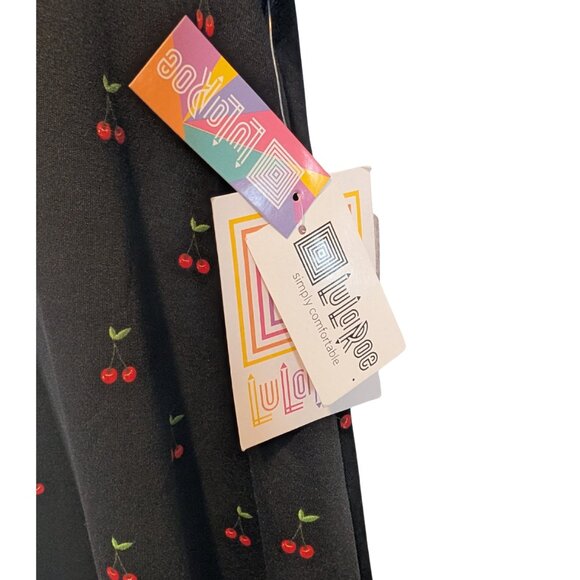 LuLaRoe Womens Small Carly Dress Midi Black Cherry Print Casual New NWT - Picture 5 of 8